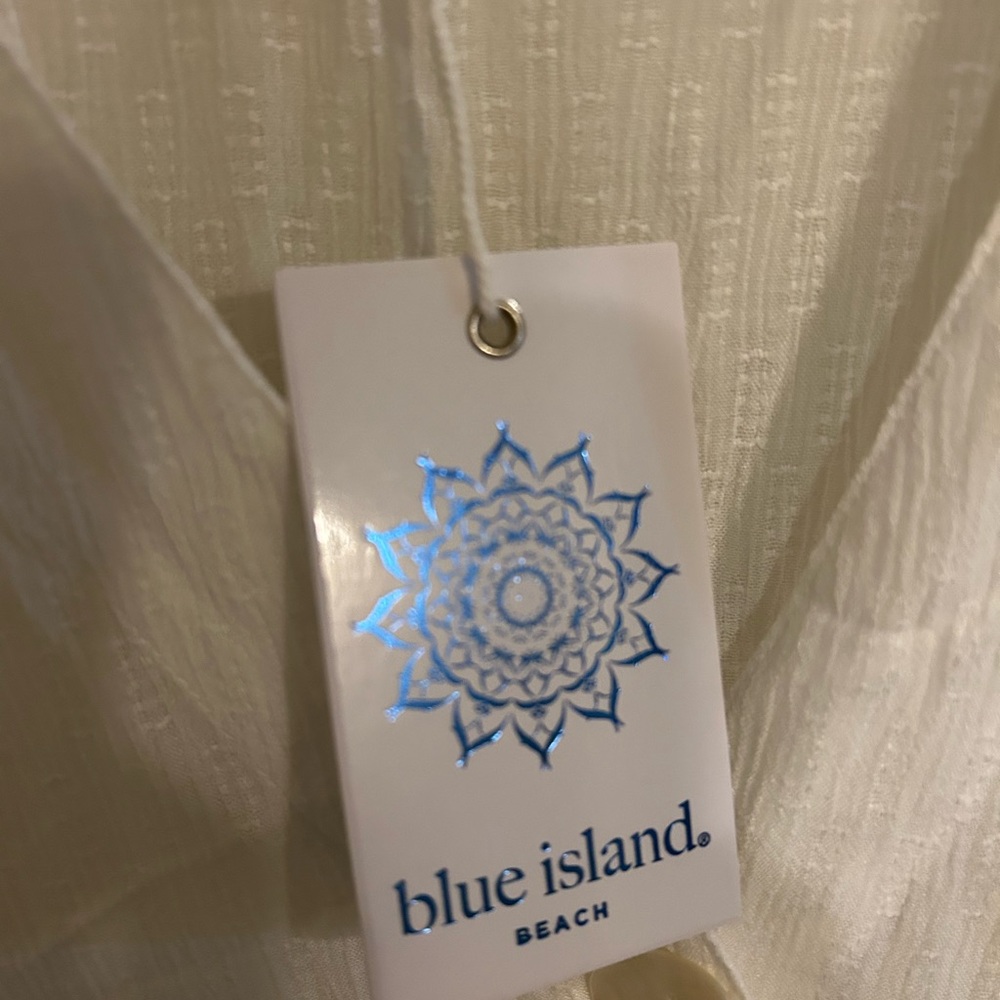 Blue Island white Beach Cover Up - Picture 4 of 7